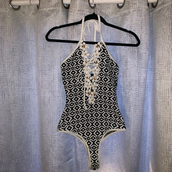 Halter Lace up Fashion Nova Bodysuit - Picture 1 of 3